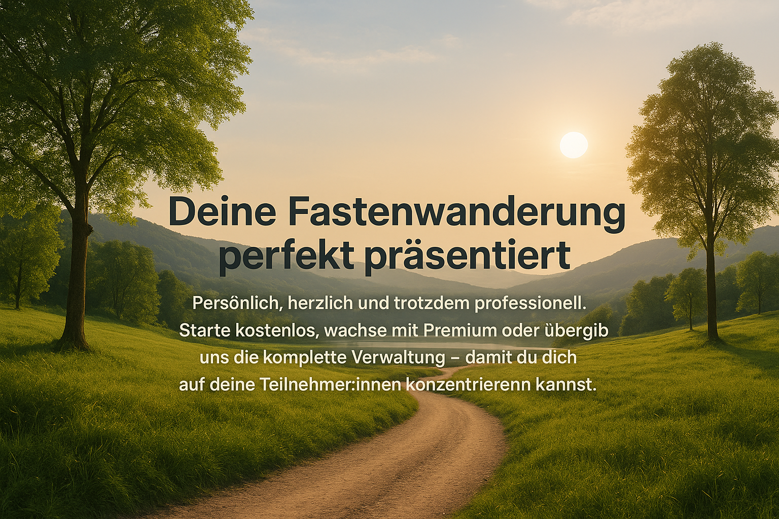 Warme Illustration: sanfte Landschaft, die Ruhe und Achtsamkeit ausstrahlt.